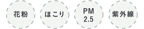 花粉 ほこり PM2.5 紫外線
