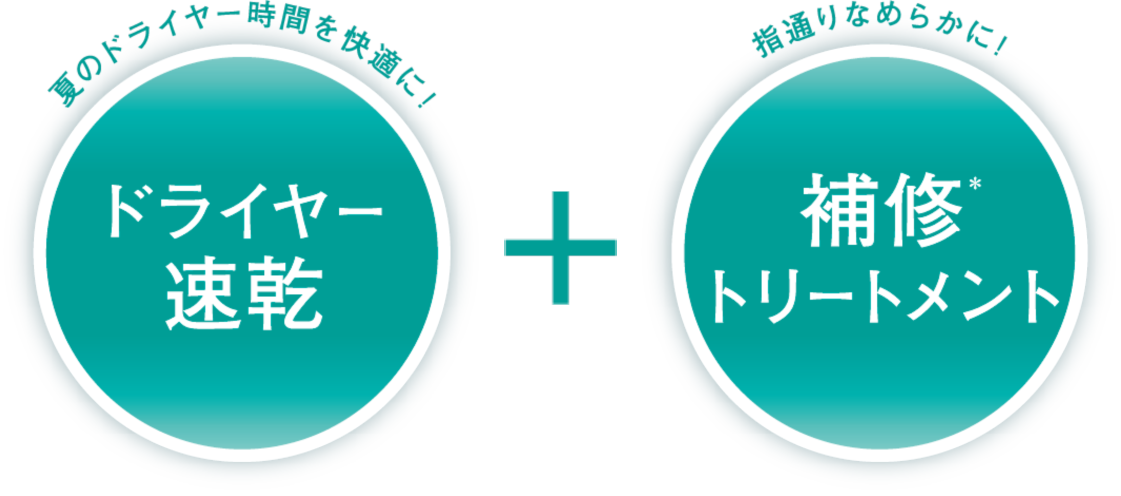 ドライヤー速乾+補修トリートメント