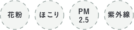 花粉 ほこり PM2.5 紫外線