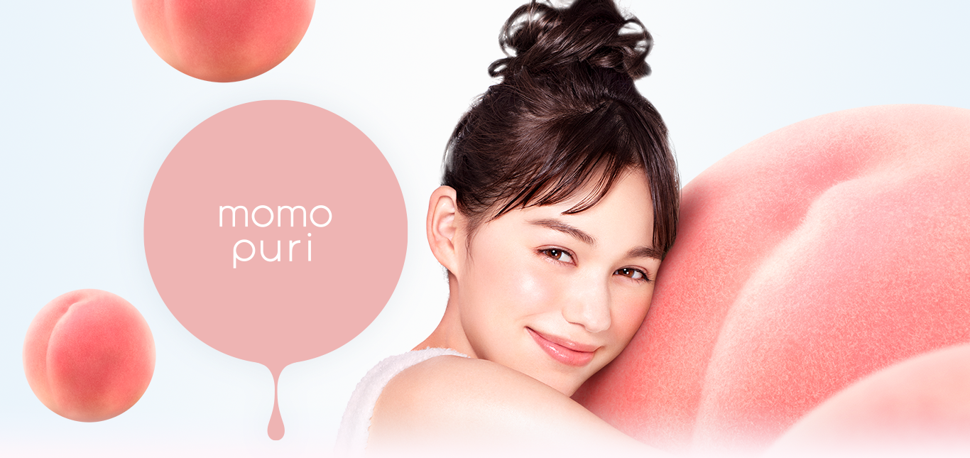 塗る乳酸菌と桃セラミド配合　たっぷり潤うぷりっと弾力　ぷりぷり素肌　momopuri ももぷり