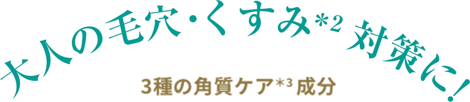 大人の毛穴・くすみ対策に！ 3種の角質ケア成分